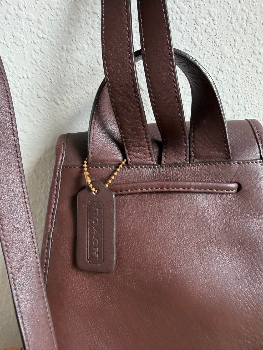 Vintage Coach Brown Leather Turnlock Backpack Bag - Picture 5 of 12